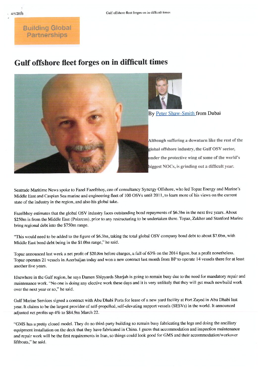 Seatrade Maritime – April 2016