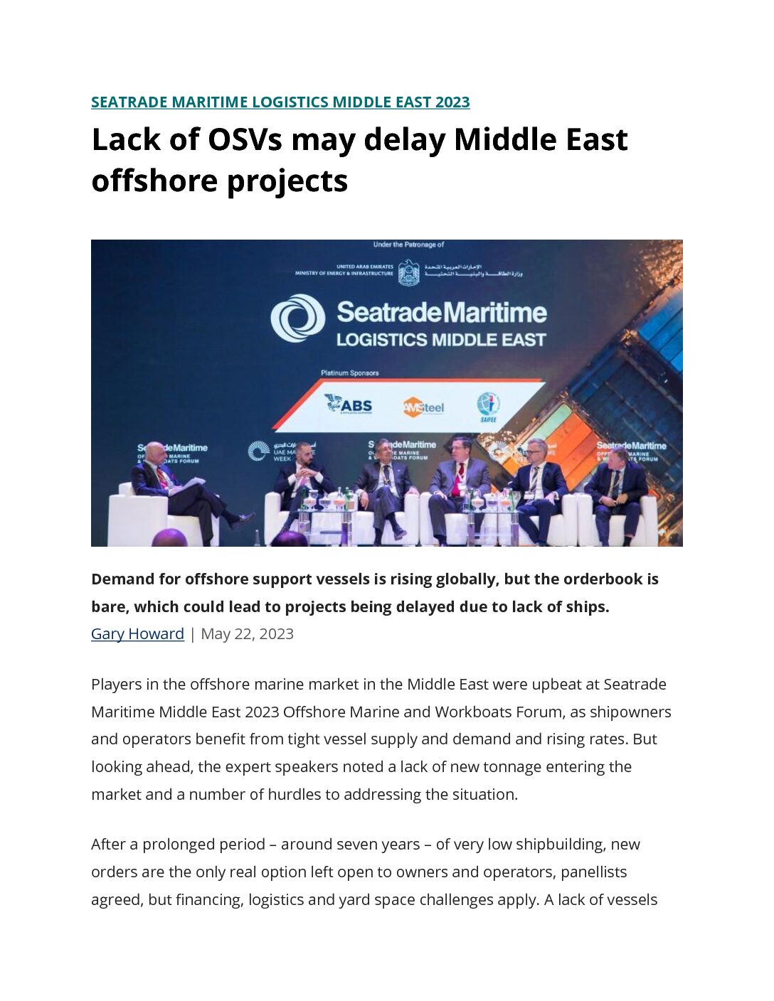 Seatrade Maritime Logistics Middle East 2023